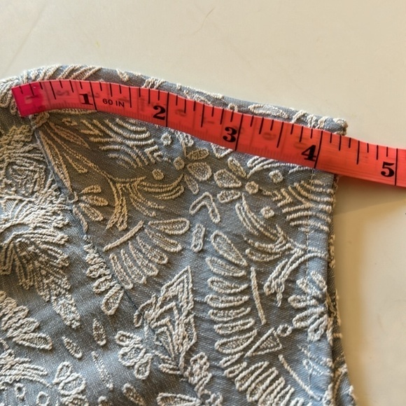 XS Halogen embroidered short sleeve blue and white, detailed zipper back dress - Picture 10 of 15